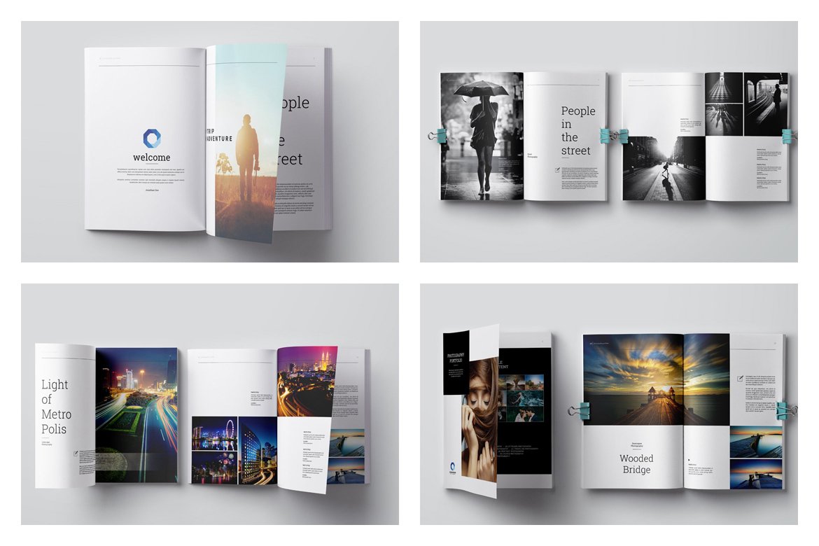 8款时尚简约摄影设计作品集/相册模板风格VI合集下载