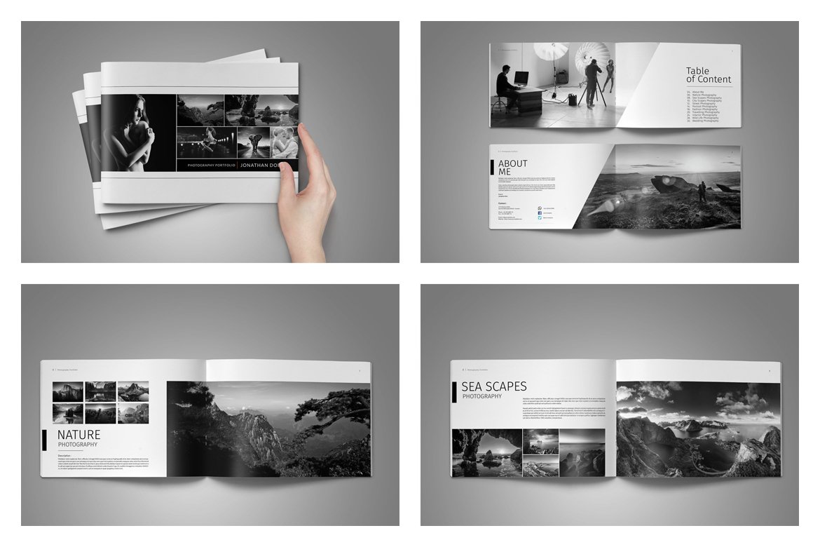 8款时尚简约摄影设计作品集/相册模板风格VI合集下载