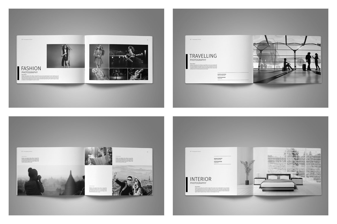 8款时尚简约摄影设计作品集/相册模板风格VI合集下载
