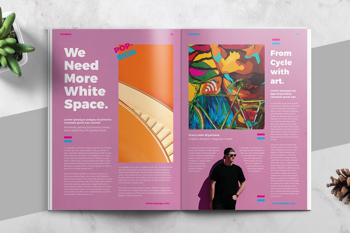 时尚简约清新年轻多彩风格杂志房地产楼书品牌手册画册宣传册杂志设计模板