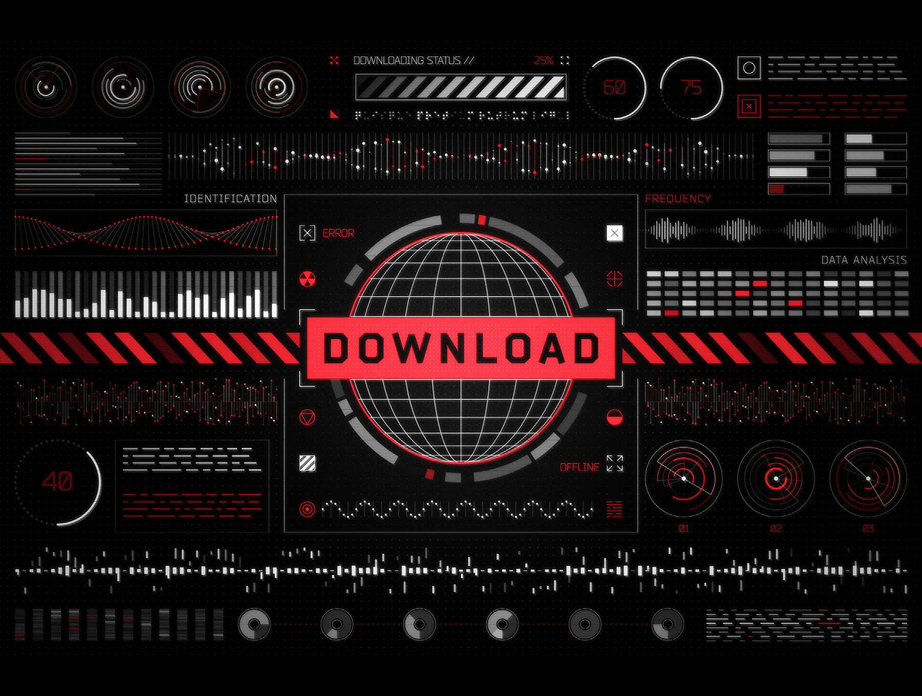 一套酷炫科技风HUD仪表盘UI素材包下载