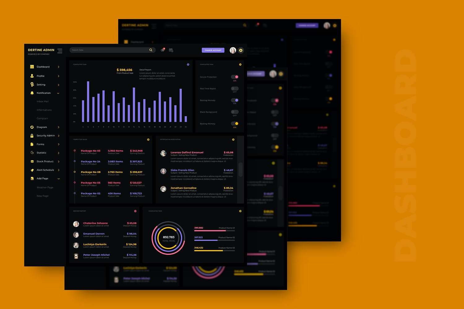 一套暗黑风格后台仪表盘网站管理模板素材