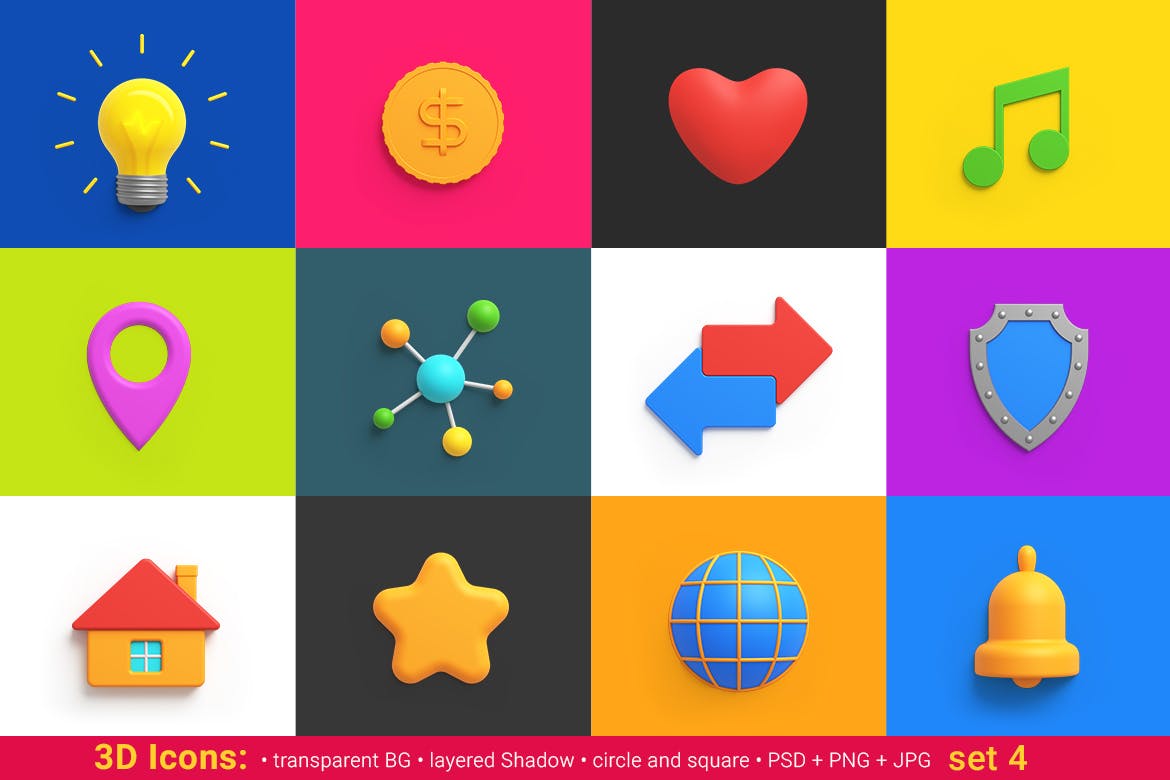2020年最新3D质感风格主题图标ICON素材合集