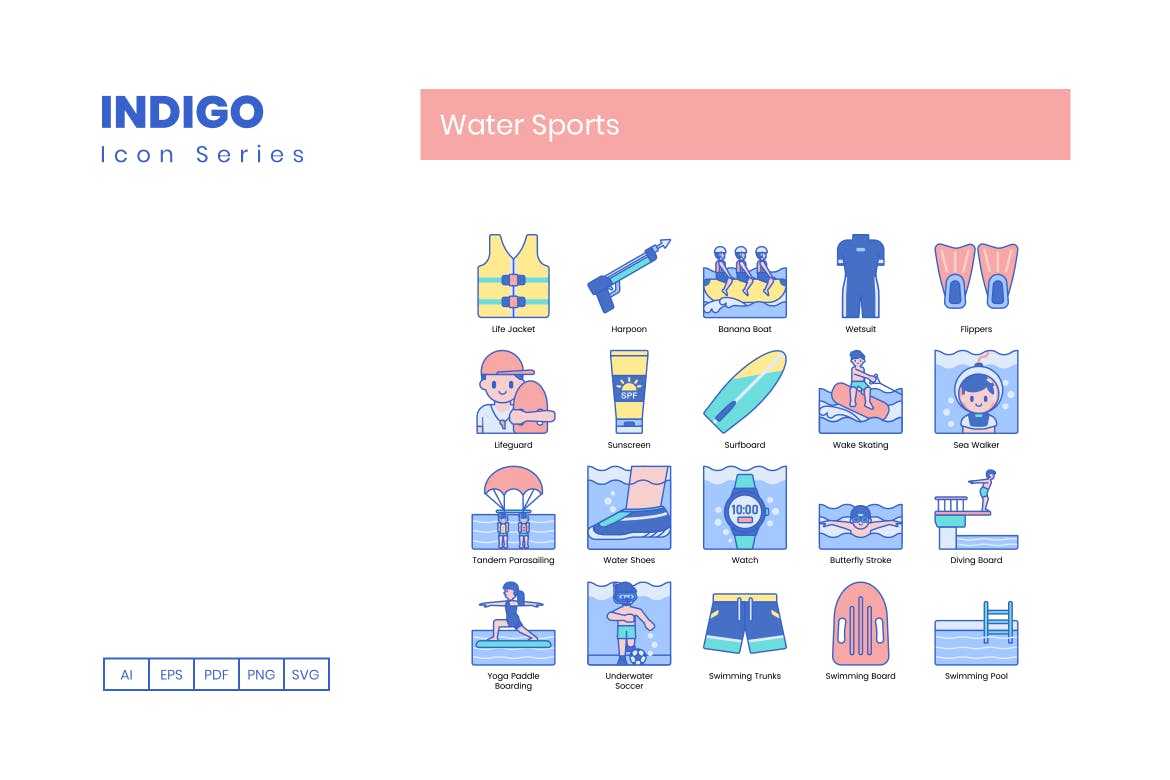 80个水上项目游泳图标合集
