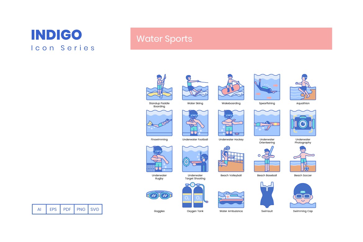 80个水上项目游泳图标合集