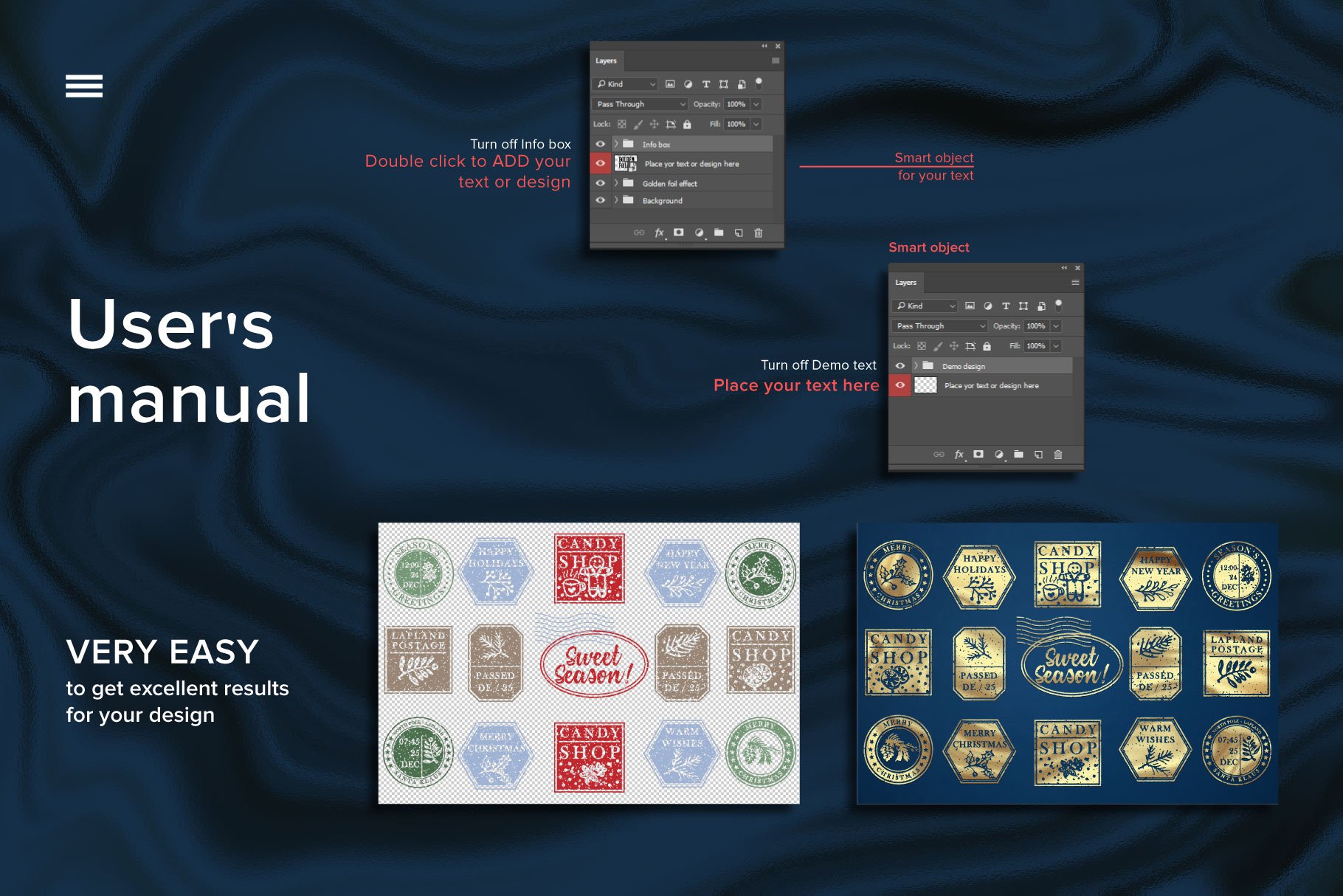 5个金箔文字&徽标Logo效果PSD背景素材模板