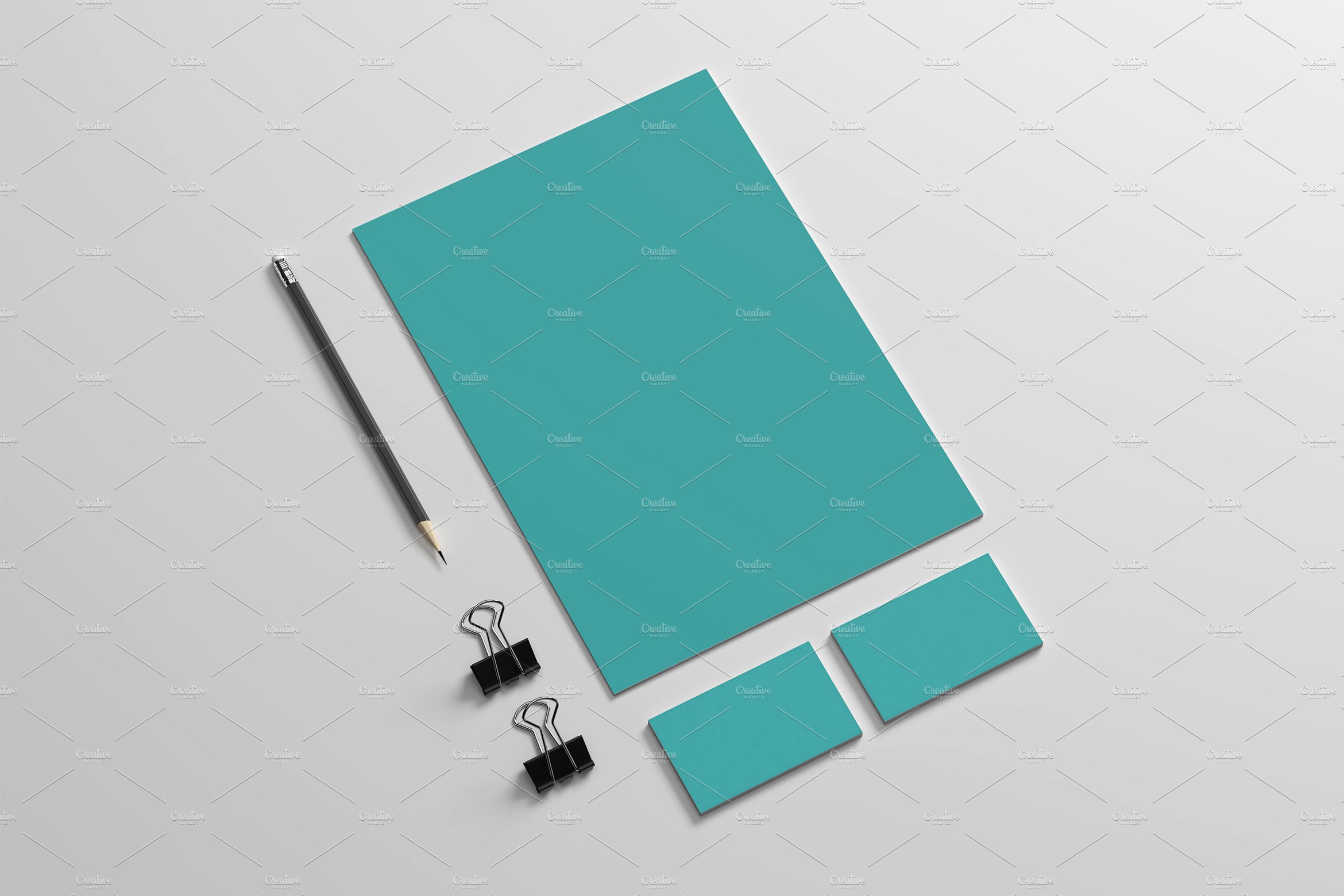 一套绿色企业办公文具品牌VI设计样机PSD素材