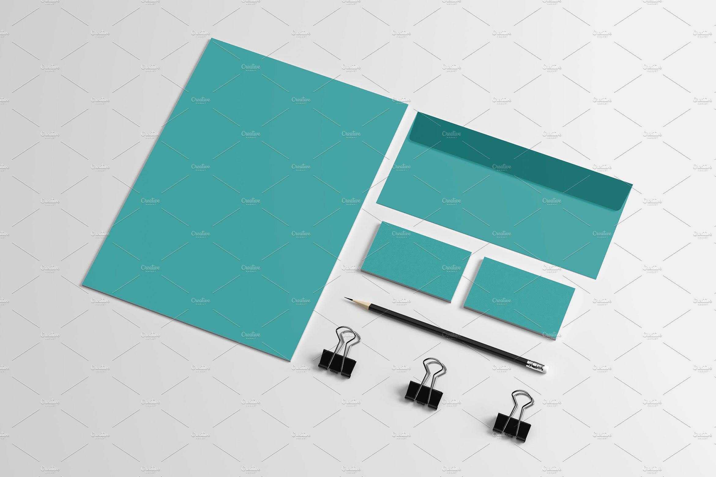 一套绿色企业办公文具品牌VI设计样机PSD素材