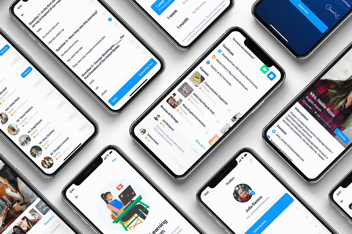 一套在线教育类APP UI KIT模板素材包下载