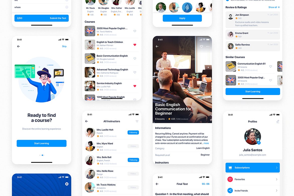 一套在线教育类APP UI KIT模板素材包下载