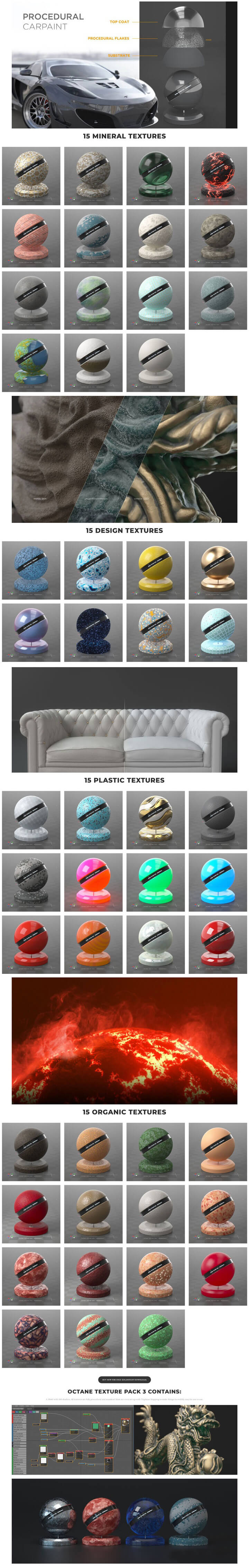 100组Octane渲染器纹理贴图C4D材质预设包素材下载