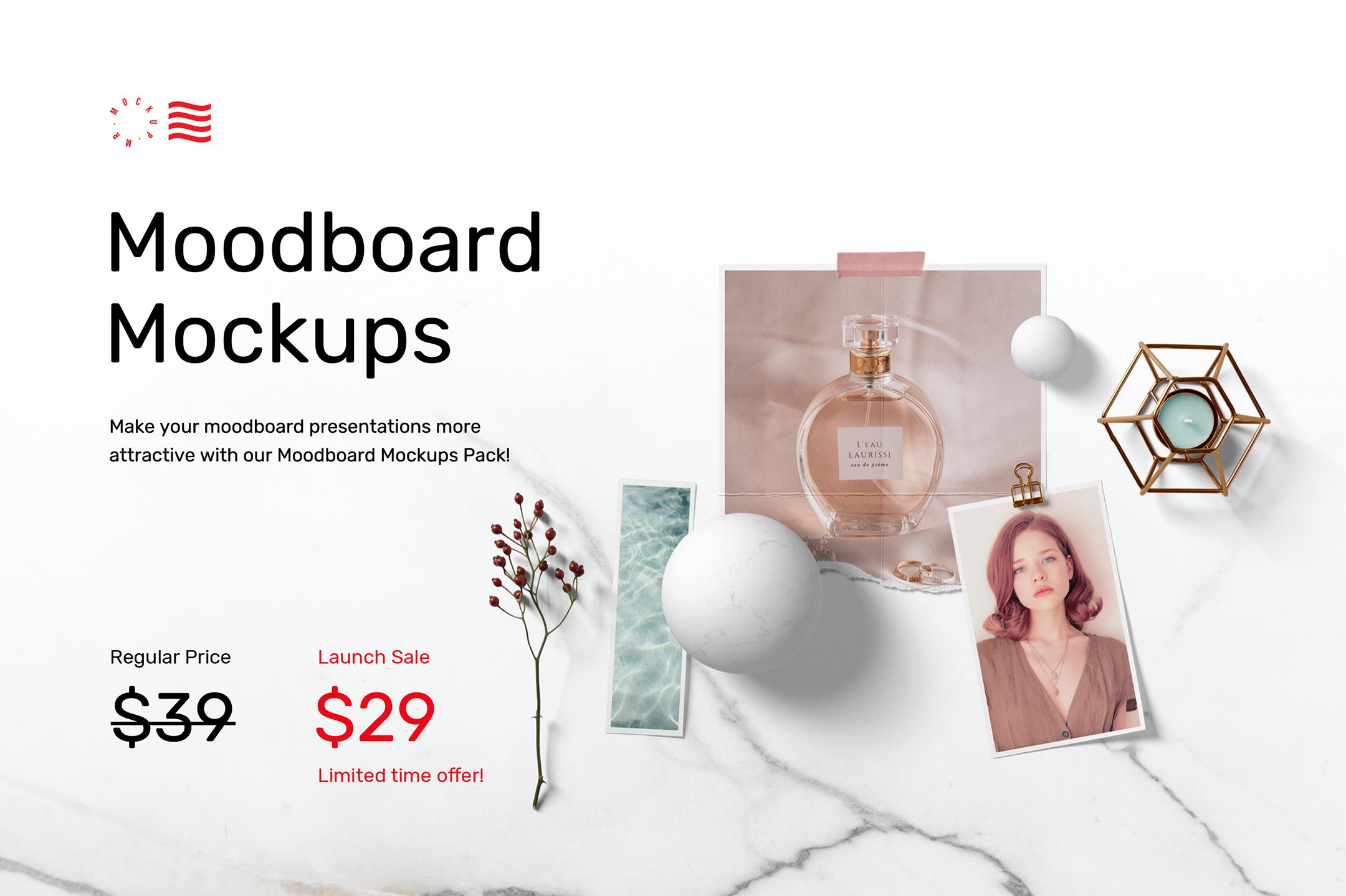 一套办公照片墙相机场景PSD样机素材包下载