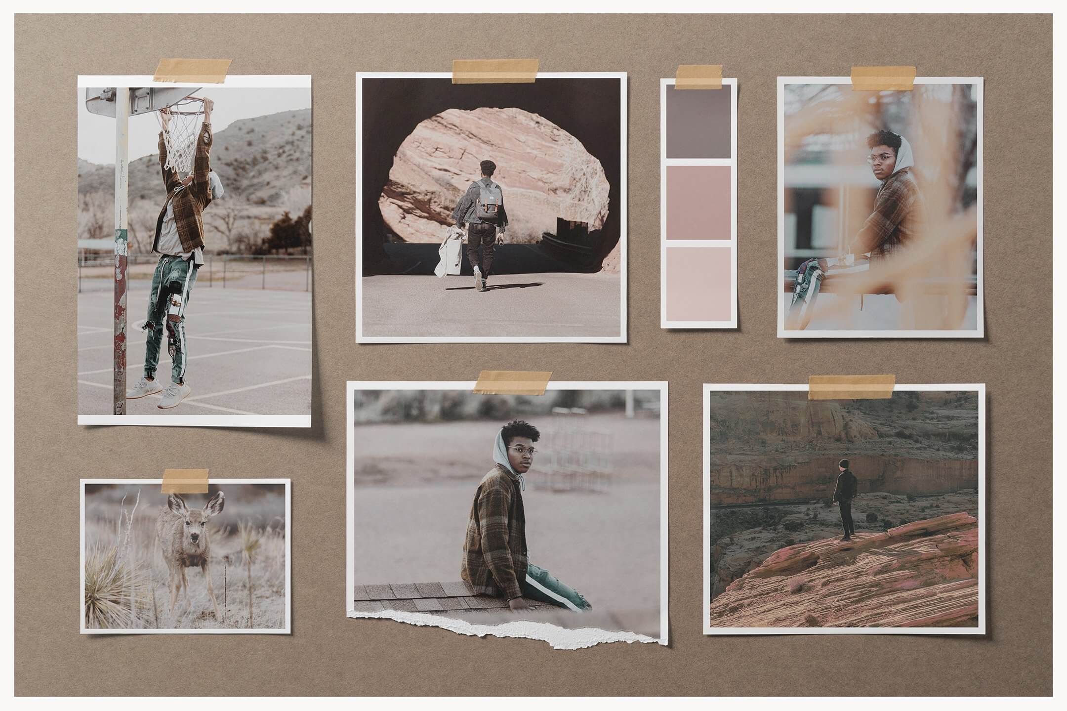 一套办公照片墙相机场景PSD样机素材包下载