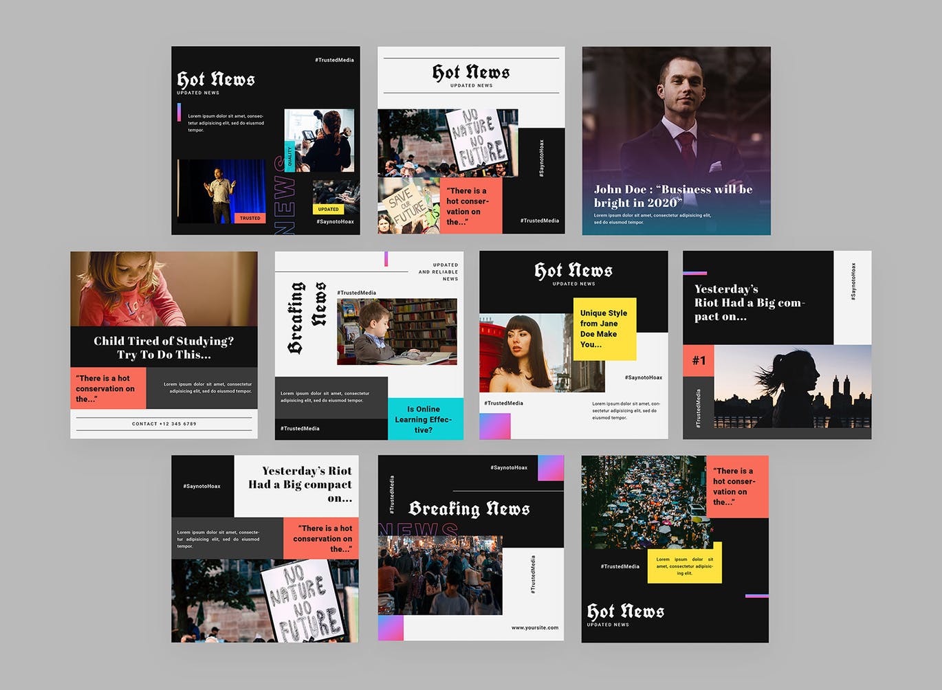 时尚绚丽Ins社交媒体banner海报PSD素材模板