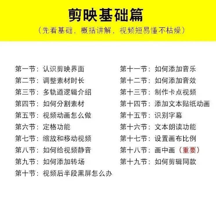 短视频最剪映速成技能来了，教你零基础从入门到精通！