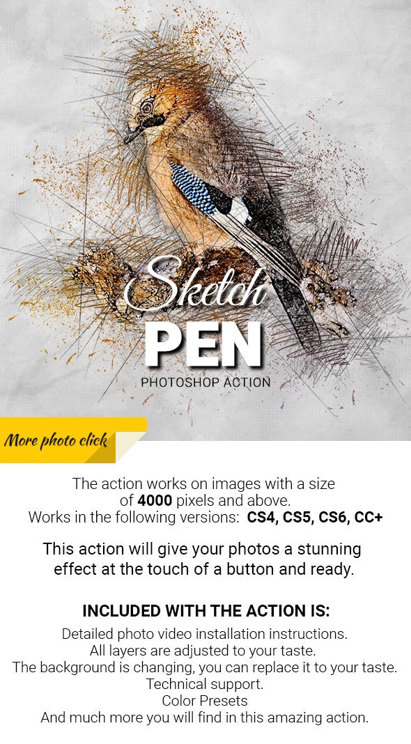 钢笔素描水彩画效果很难画?不用怕,试试这个PS动作