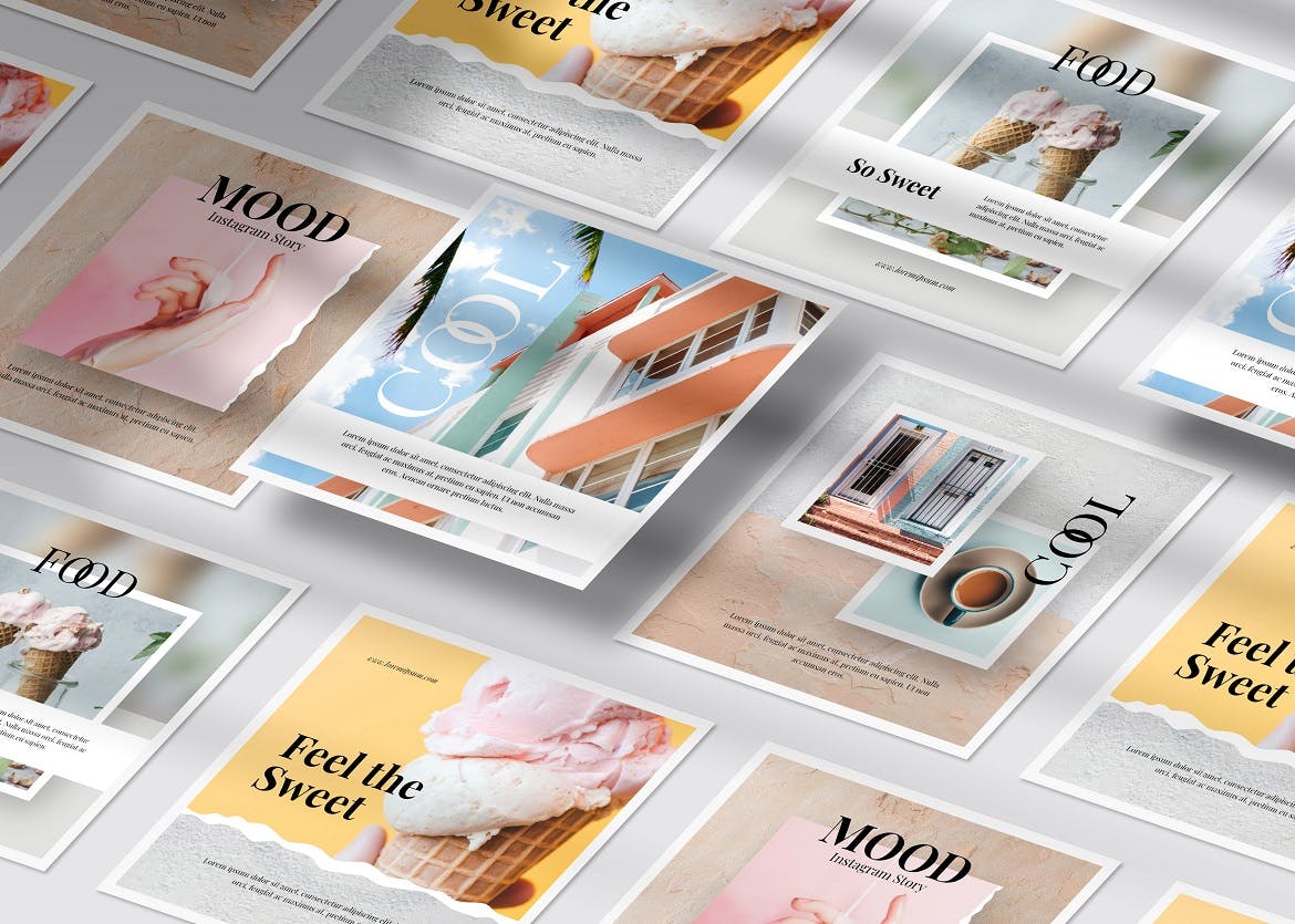 一组方形Ins文章样机和iPhone手机样机PSD素材合集