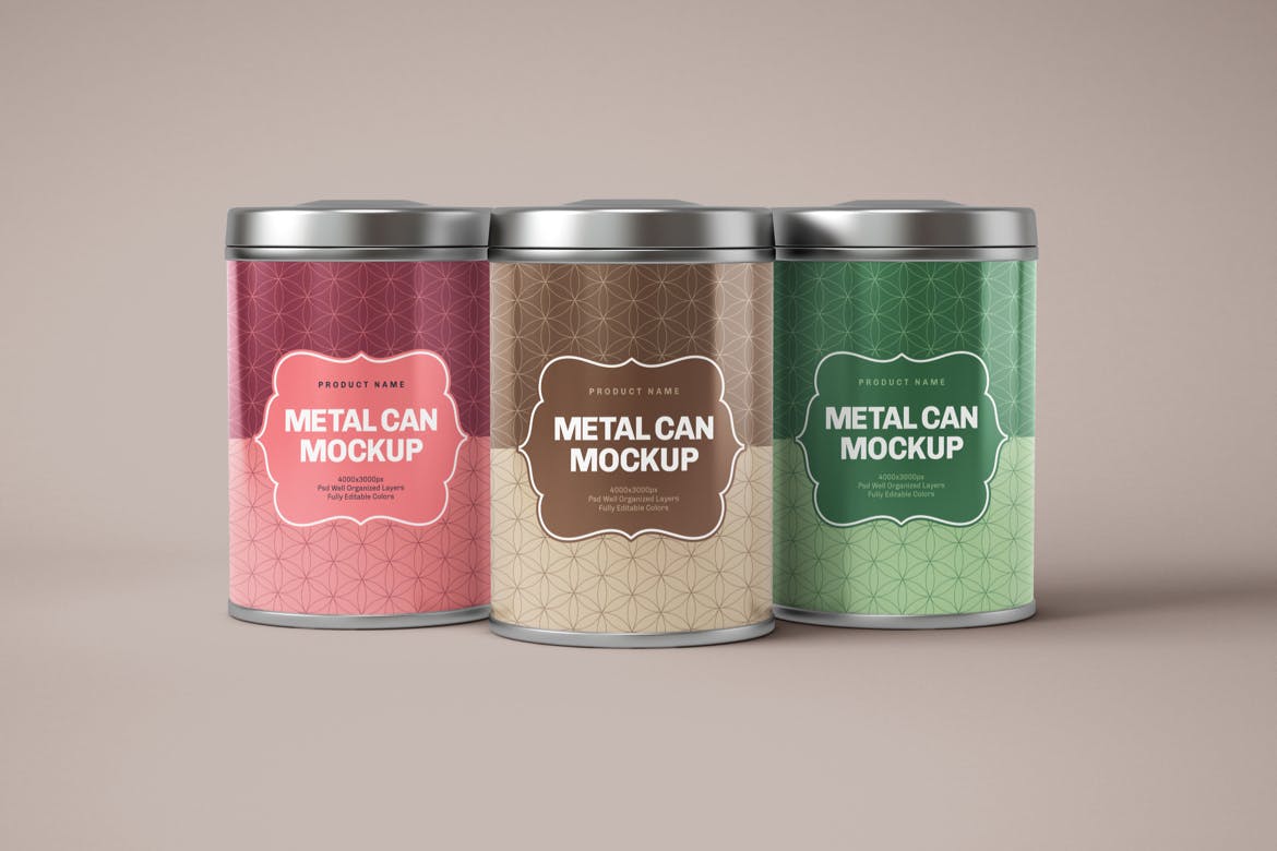 光滑圆形锡盒模型PSD样机素材