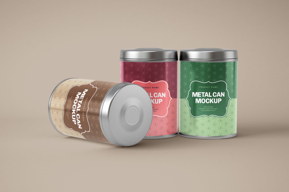 光滑圆形锡盒模型PSD样机素材