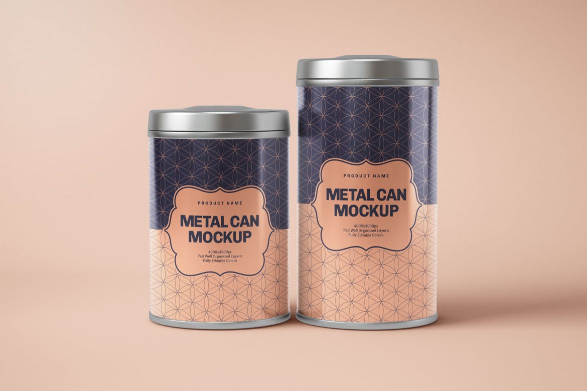 光滑圆形锡盒模型PSD样机素材