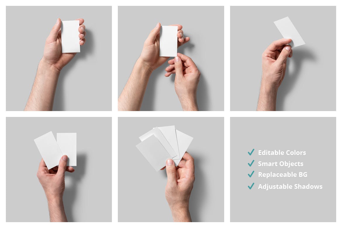 5个手持名片PSD模型样机素材