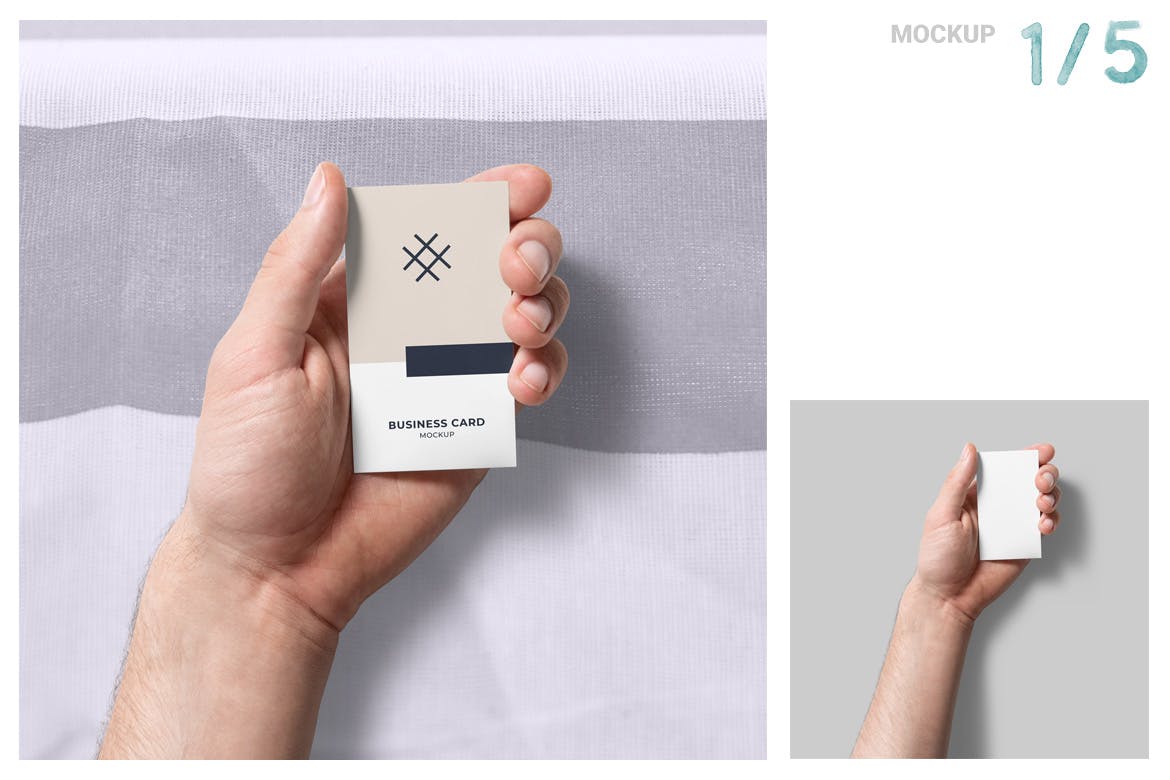 5个手持名片PSD模型样机素材