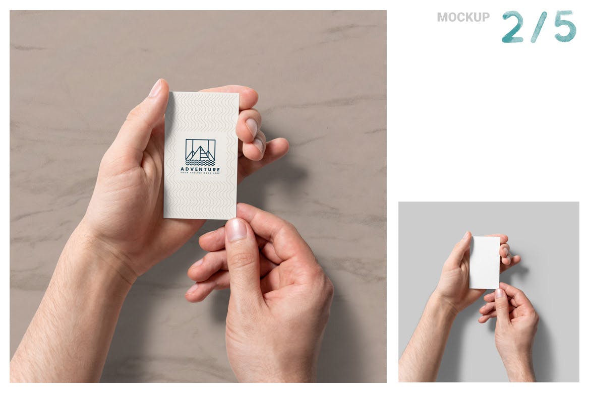 5个手持名片PSD模型样机素材