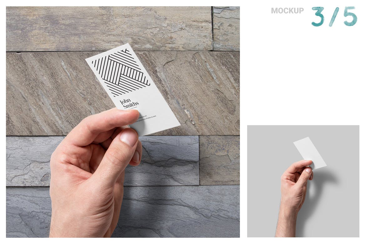 5个手持名片PSD模型样机素材