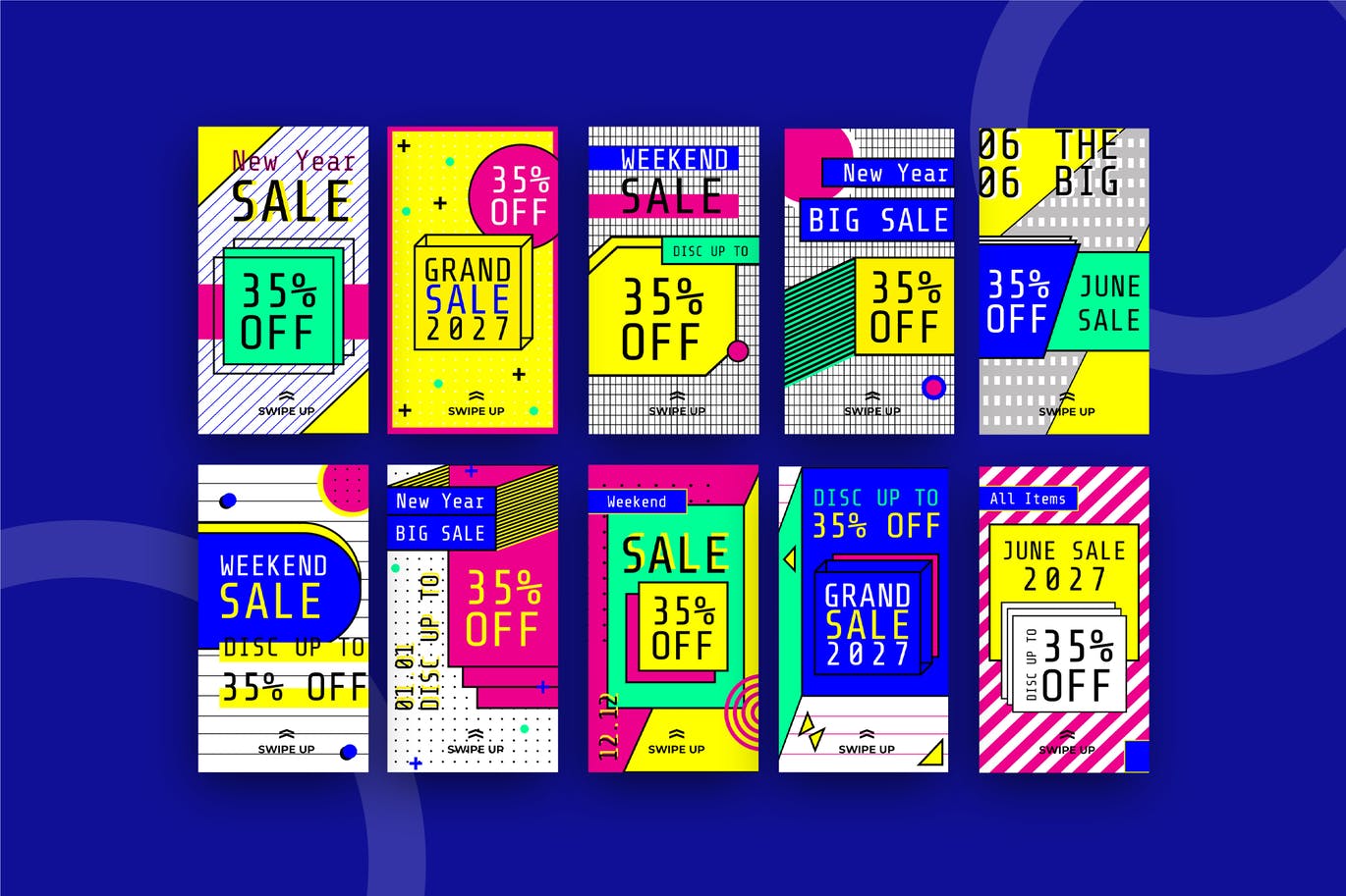 时尚复古包豪斯风格Ins社交banner海报PSD设计模板