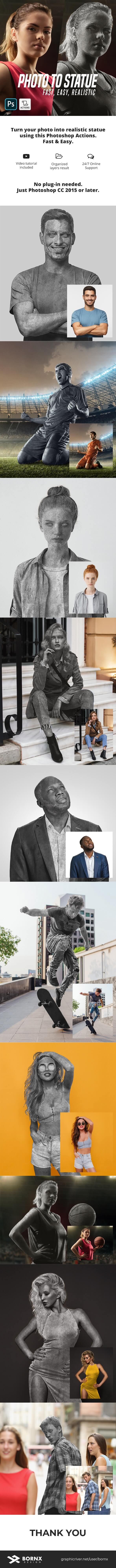 一键生成逼真水泥雕像PS动作效果下载