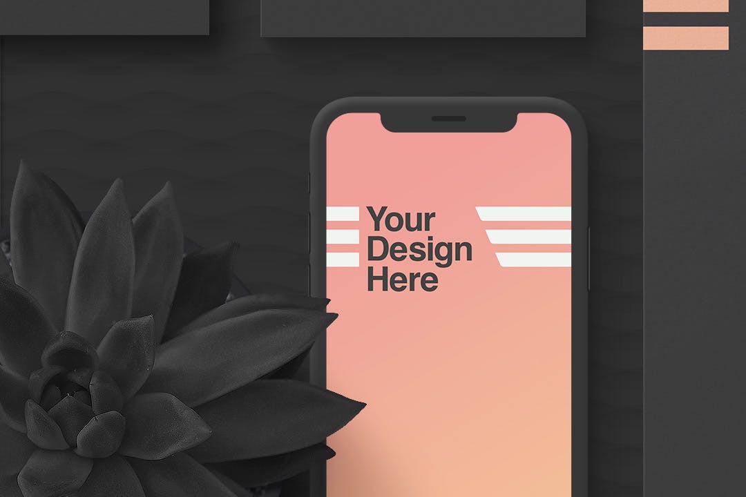 深色极简主义文具设计展示样机手机PSD素材下载