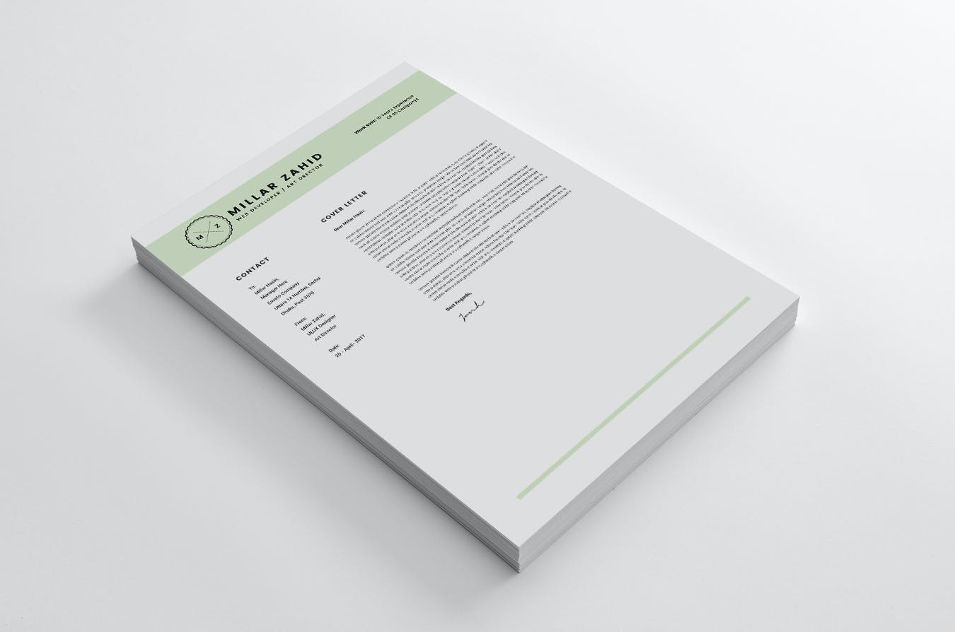 一个简洁好用的设计师个人求职简历设计PSD模板