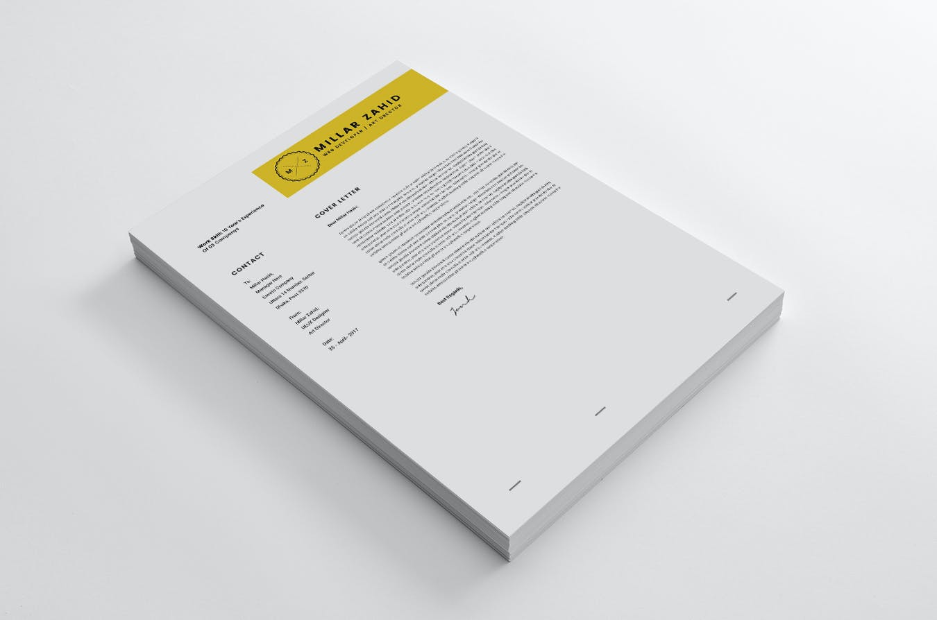 一个简洁好用的设计师个人求职简历设计PSD模板