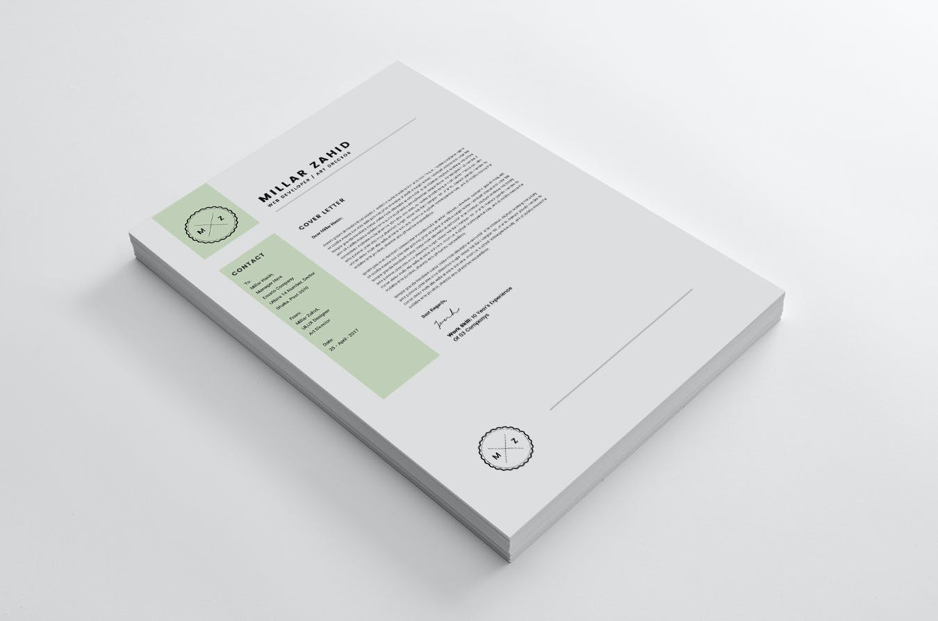 一个简洁好用的设计师个人求职简历设计PSD模板