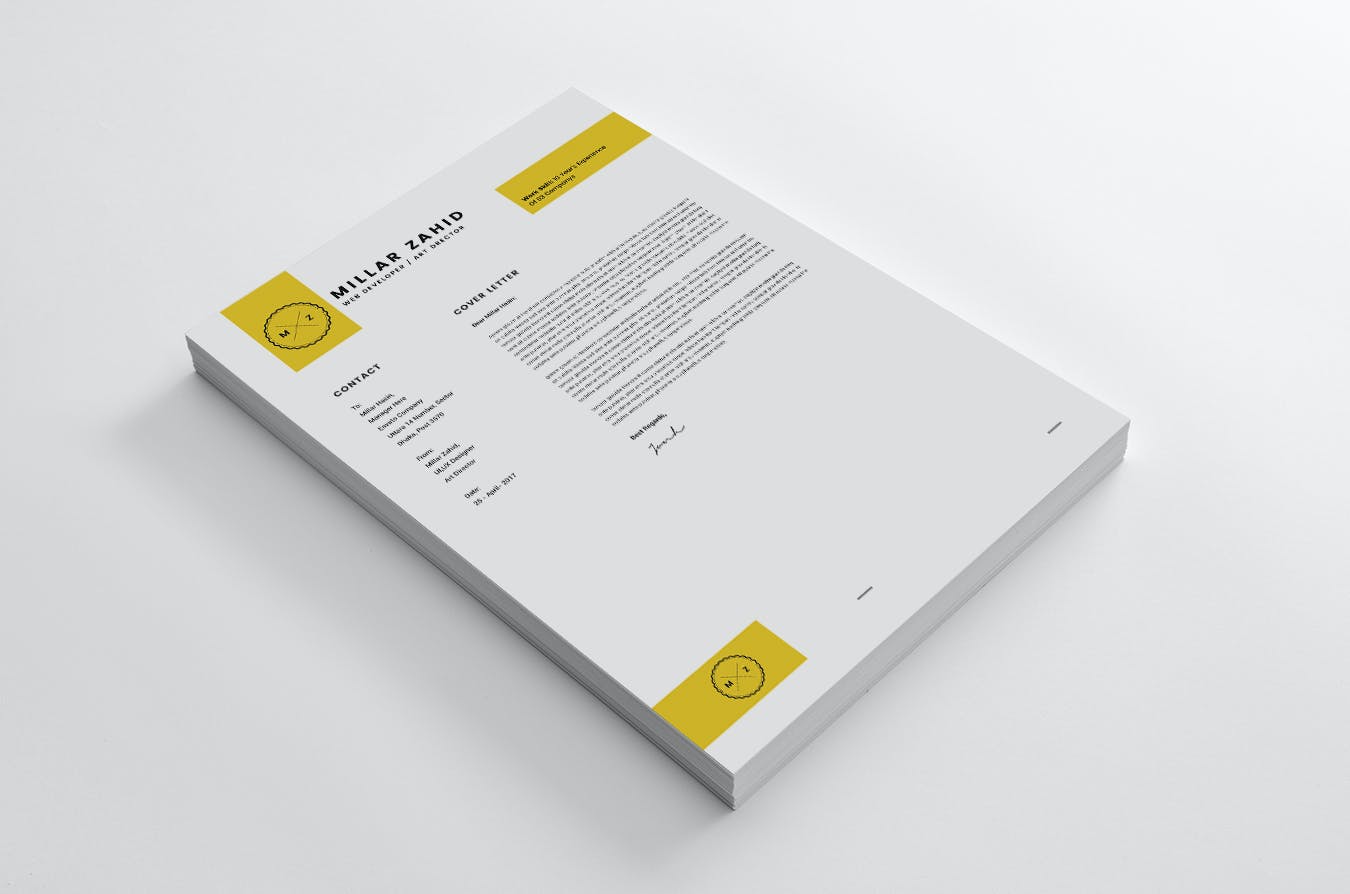 一个简洁好用的设计师个人求职简历设计PSD模板