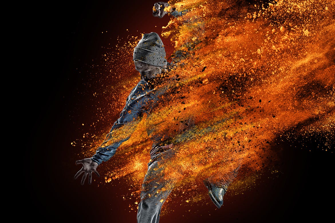 一键生成沙尘暴效果PS动作