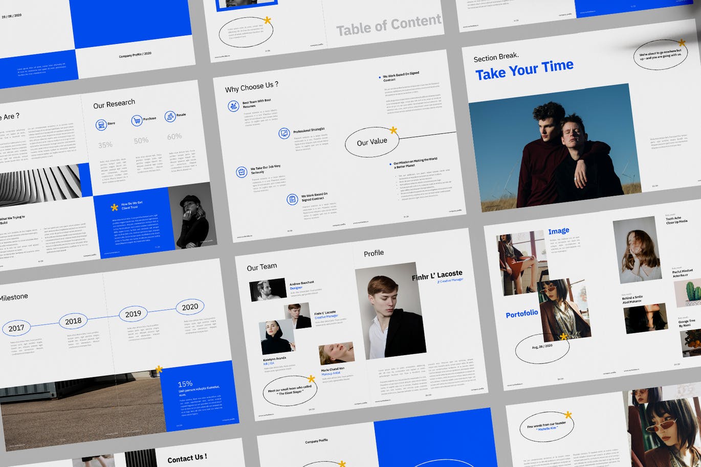蓝色时尚高端简约大气画册品牌手册设计素材模板