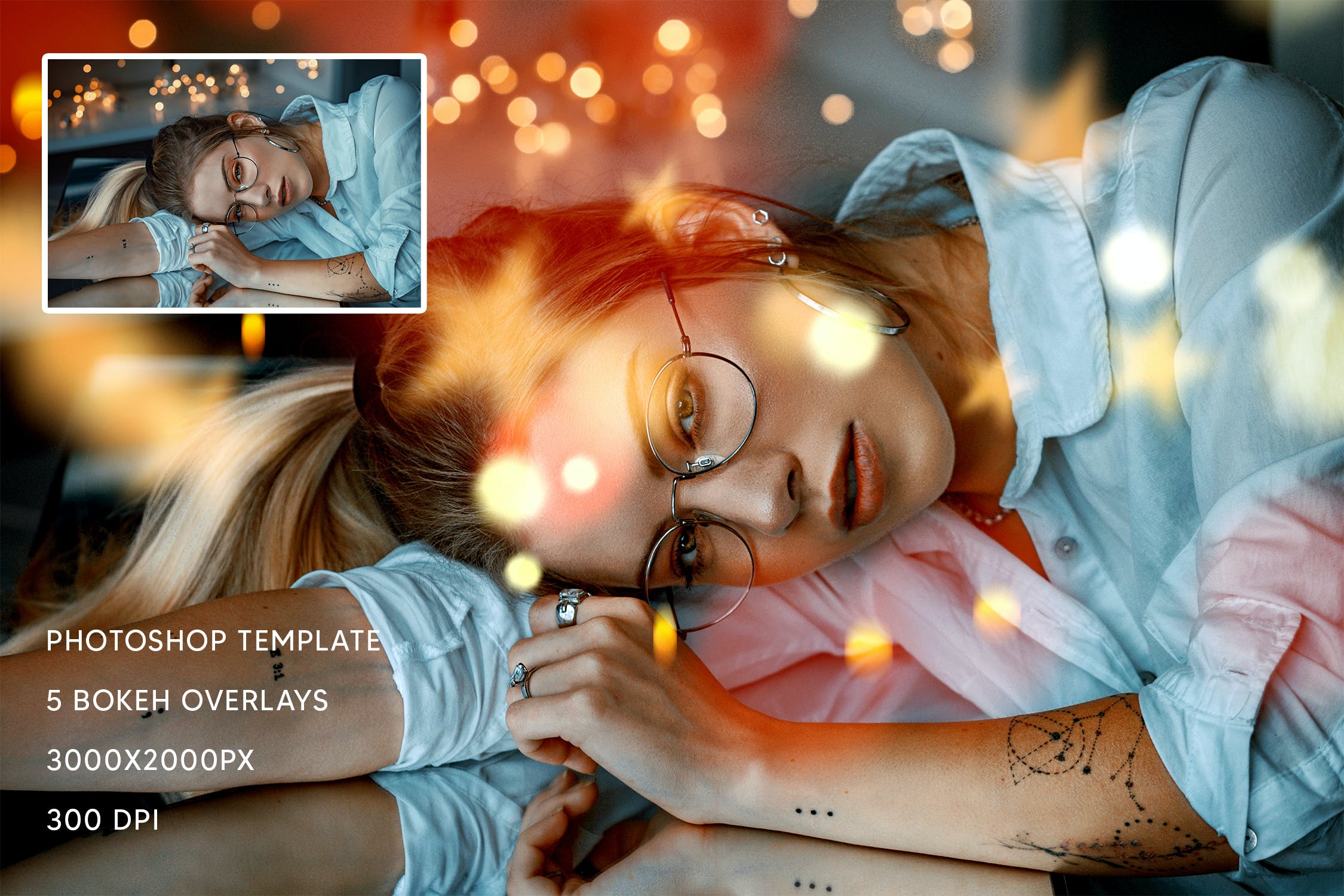 一组散景效果的照片图层PSD样式素材