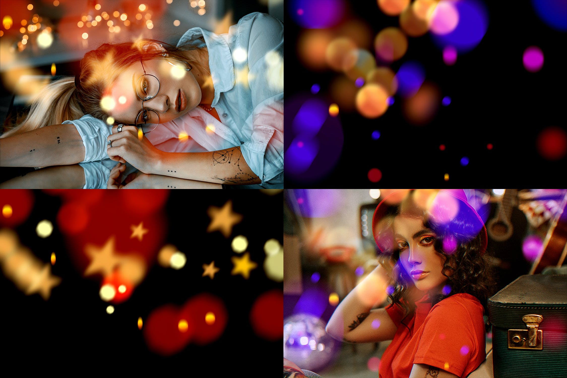 一组散景效果的照片图层PSD样式素材