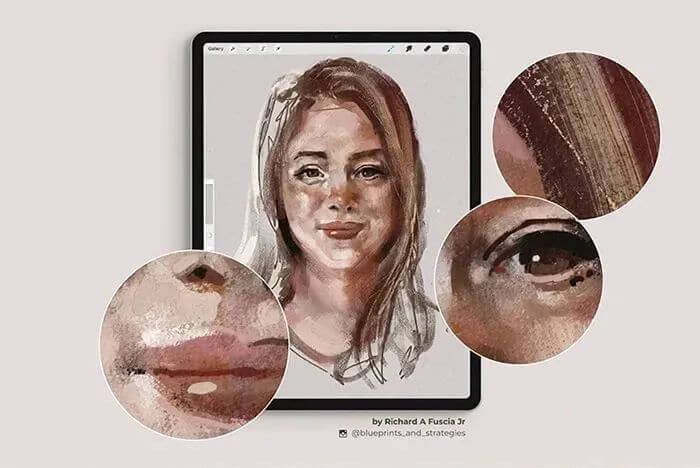 PROCREATE水粉油画厚涂质感笔刷,软糯糯的质感画画实在太好看了!