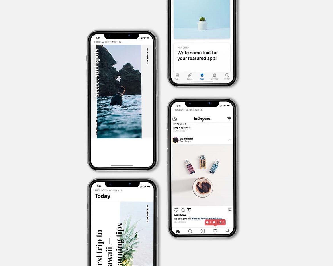 多角度IPHONE X手持手机样机PSD素材下载