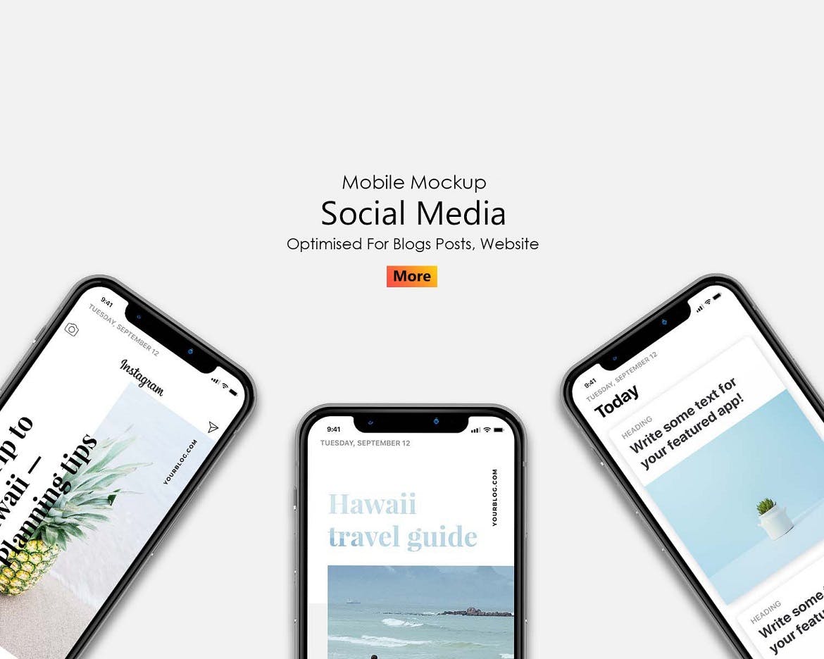 多角度IPHONE X手持手机样机PSD素材下载