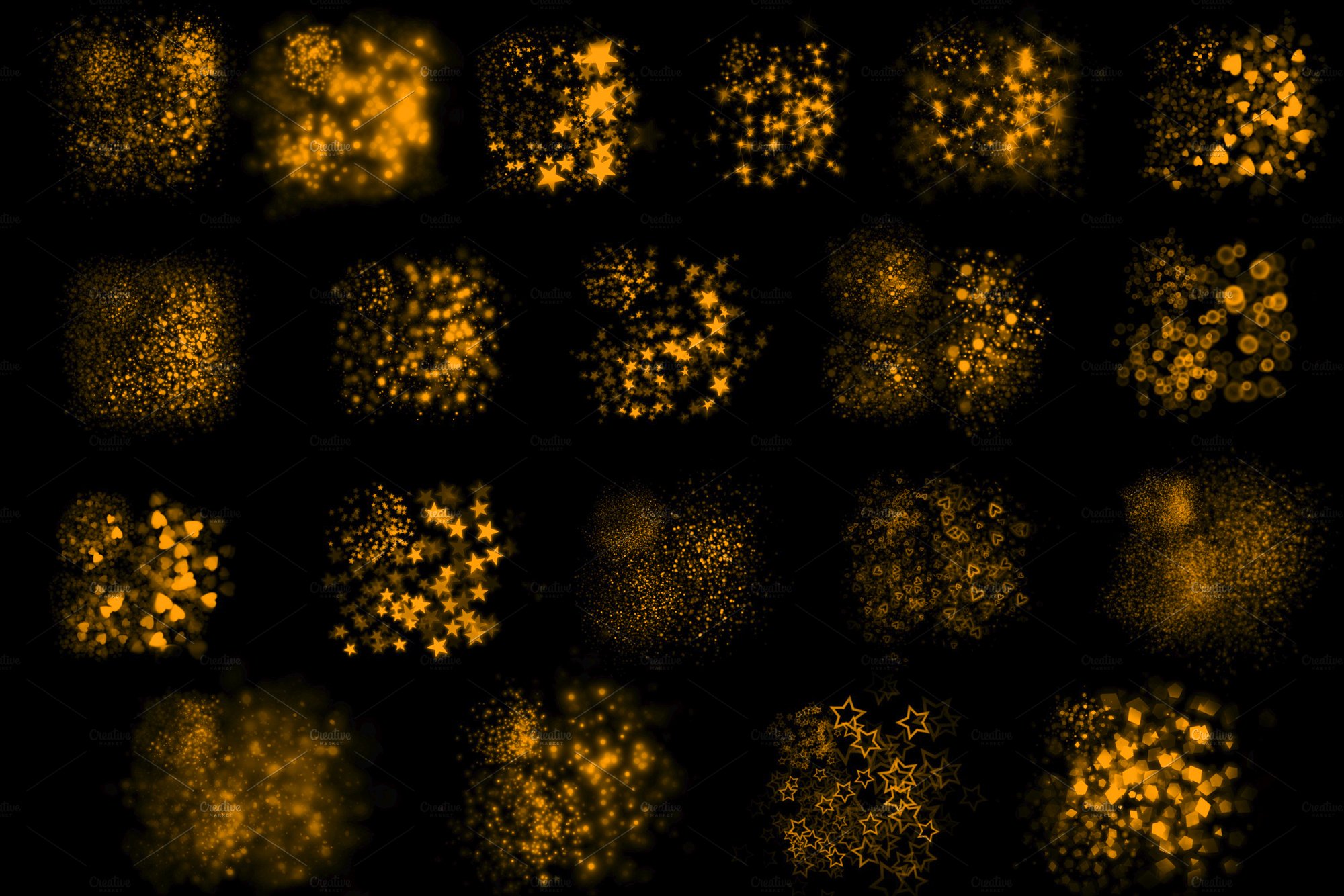 20个适用在Procreate上的脸部化妆发光粒子笔刷素材