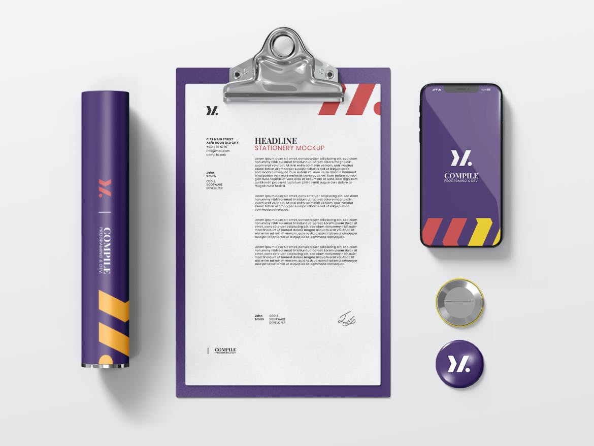 18个文具模型包PSD样机素材下载