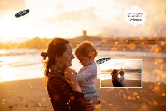 90个金色散景照片光影光感叠加图层PNG素材