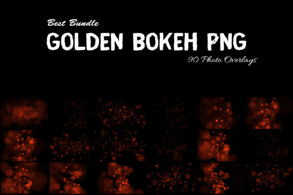 90个金色散景照片光影光感叠加图层PNG素材