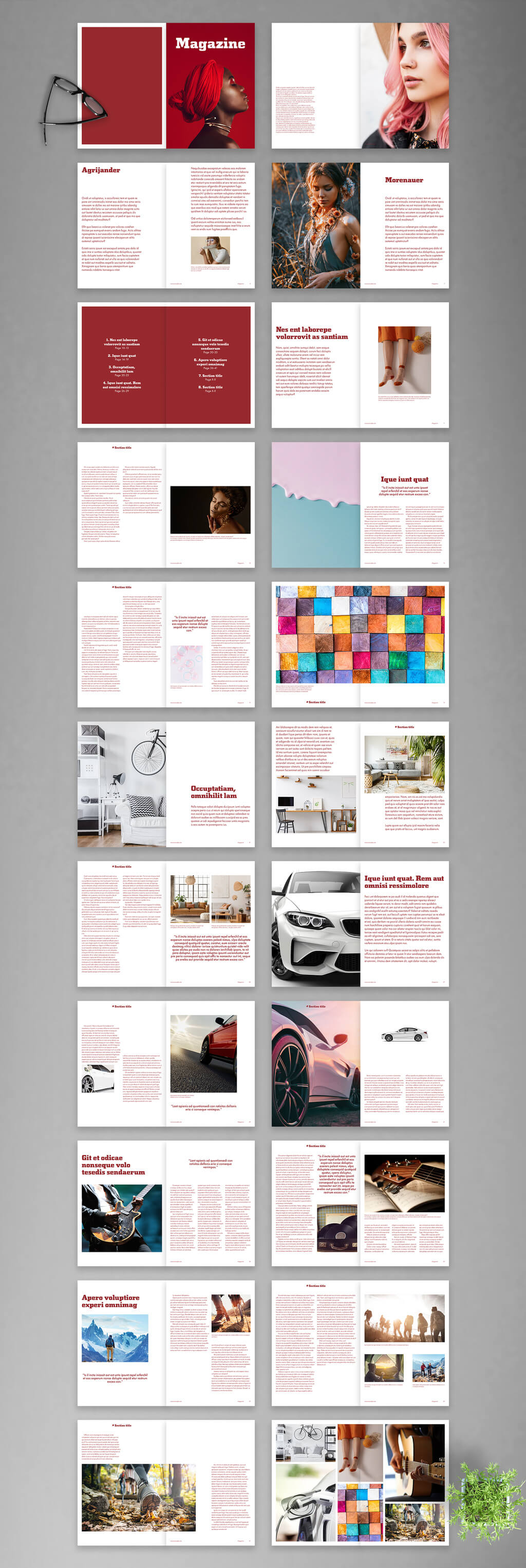 红色文化杂志版面设计VI模板素材