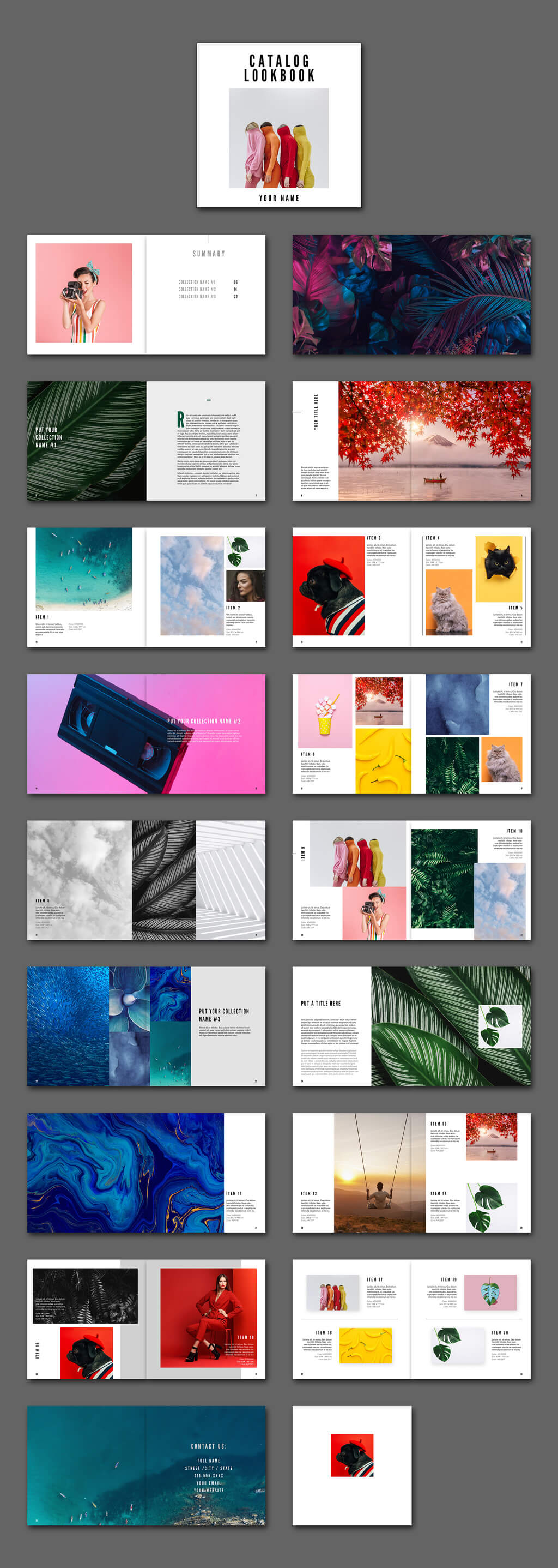 一套极简主义风格产品目录杂志画册设计素材