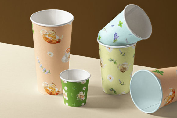 一套健康养生茶文艺主题水彩插画PNG透明素材