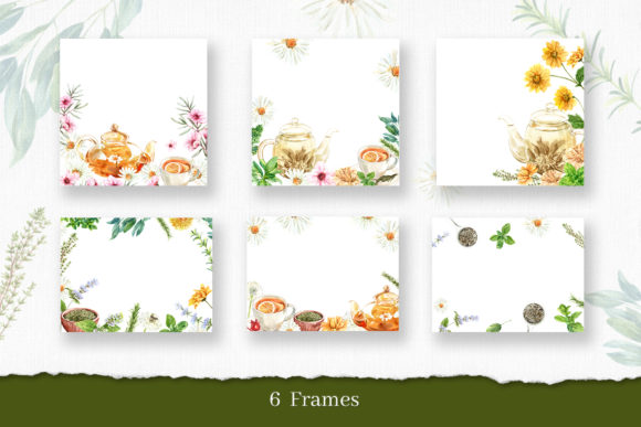 一套健康养生茶文艺主题水彩插画PNG透明素材